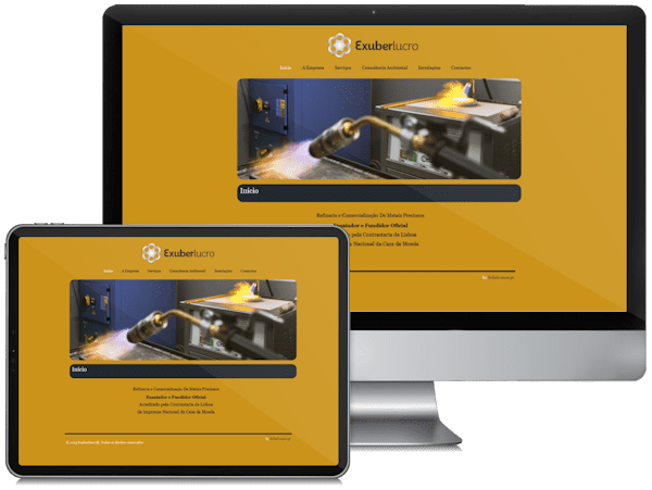 Exemplificação do site da Exuberlucro em vários dispositivos