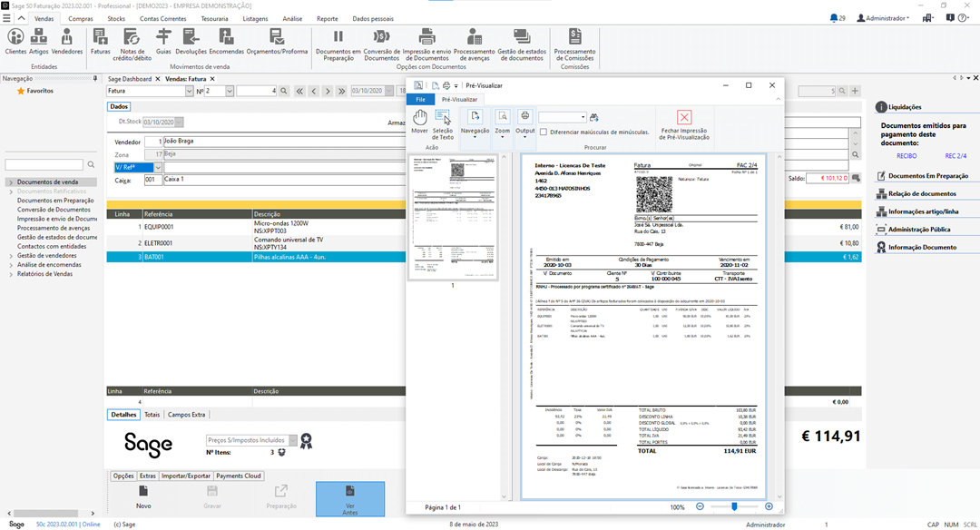 Sage 50cloud Faturação