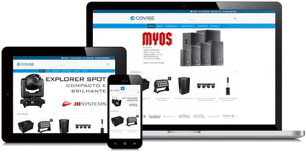 Exemplificação do site da Covise em vários dispositivos