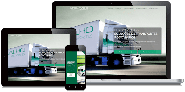 Exemplificação do site da Eurocarvalho em vários dispositivos