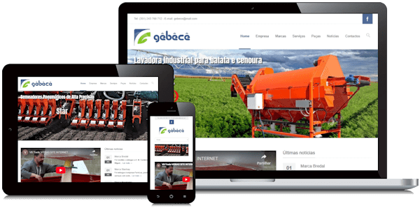 Exemplificação do site da Gêbêcê em vários dispositivos