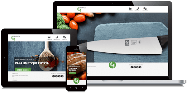 Exemplificação do site da Giropack em vários dispositivos