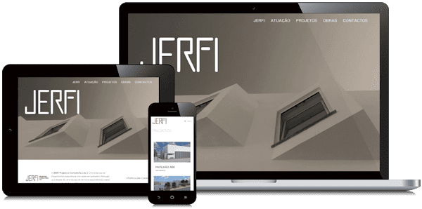 Exemplificação do site da Jerfi em vários dispositivos