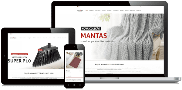 Exemplificação do site da Markasa em vários dispositivos