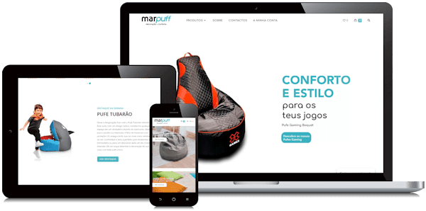 Exemplificação da loja online da MarPuff em vários dispositivos