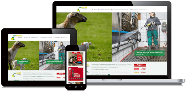 Exemplificação do site da Ribamáquina em vários dispositivos