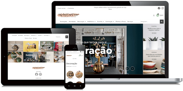 Exemplificação da loja online da SílviaStar Décor em vários dispositivos