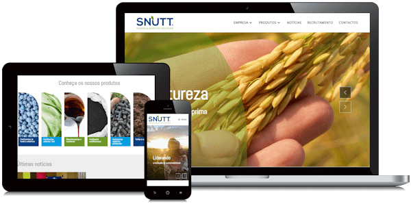 Exemplificação do site da Snutt em vários dispositivos
