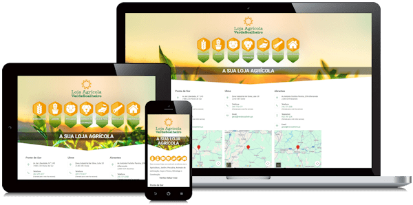 Exemplificação do site da VerdeSoalheiro em vários dispositivos